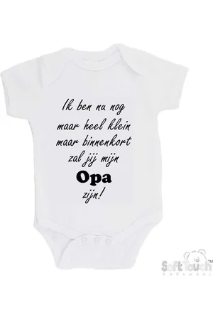 Merkloos 100% katoenen Romper "Ik ben nu nog maar heel klein maar binnenkort zal jij mijn opa zijn!" Unisex Katoen Wit/zwart