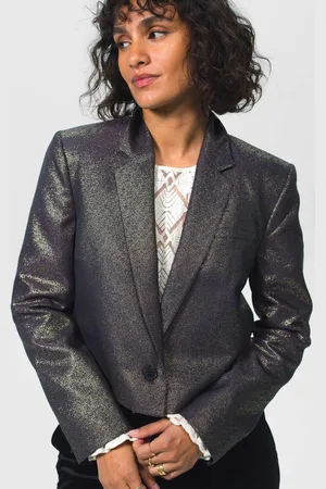 Sissy-Boy Gouden metallic cropped blazer