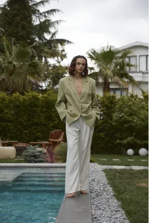 Merkloos Oversized Linnen Blazer