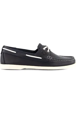 Travelin Exmouth Dames - Leren Moccasins met veter - Boot schoen - Blauw Leer
