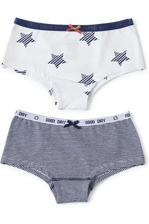 Little Label Hipster 2-pack - small blue stripe & white star - maat: 92 - bio-katoen