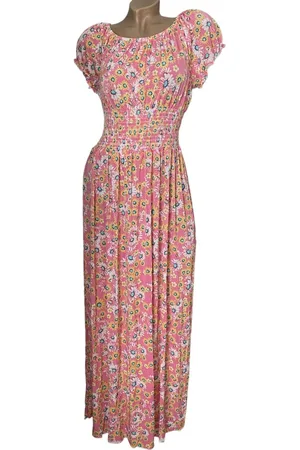 Merkloos Dames Lange Zomerjurk / Strandjurk 809 One size S-L roze