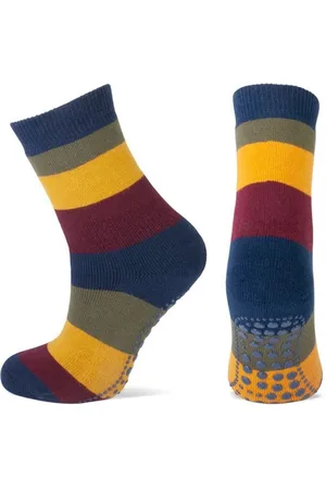 Yellow Moon Anti slip sokken voor kinderen - katoenen huissokken – stevige antislip noppen – brede strepen - maat 27/30