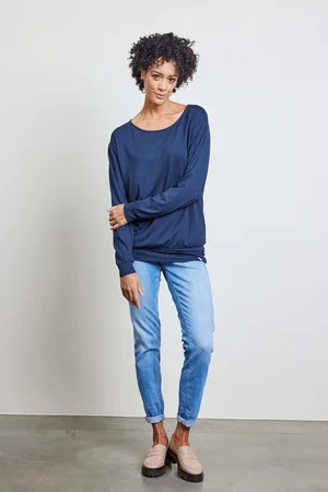 DIDI Dames Long loose tee in dark blue maat 42
