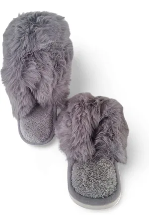 Merkloos Pantoffels dames – instappers - maat 38 - bont - - warm