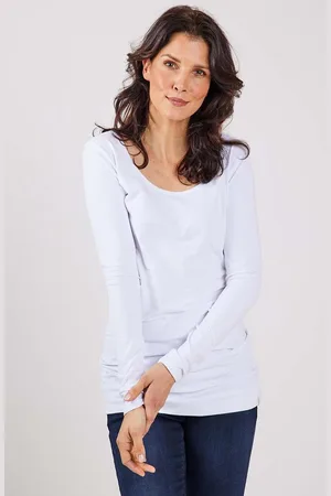 DIDI Dames Extra long tee Leija in White maat 46