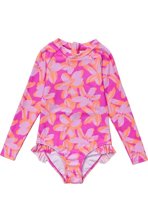 Snapper Rock UV Zwempak voor meisjes - Lange mouw - Hibiscus Hype - - maat 14 (149-155cm)