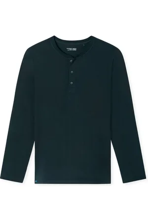 Schiesser T-Shirt lange mouw knoopsluiting Heren Pyjamashirt - nachtblauw