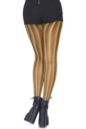 Leg Avenue Rasta striped fishnet tights