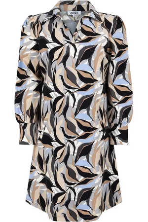 ZOSO Jurk Erica Printed Travel Dress 244 1195 Grey/blue Dames