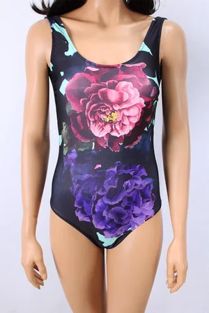 Merkloos Badpak dames- Nieuwe collectie Bikini zwempak- Meisjes badmode 401- Zwart met roze