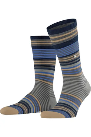 Burlington Stripe one-size wol sokken heren grijs