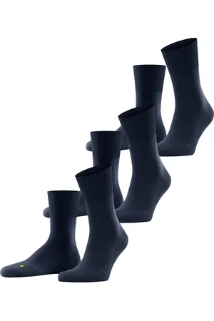 Falke Run 3-Pack anatomische pluche zool katoen multipack sokken unisex blauw