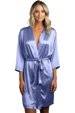 Merkloos Moondrops - Kimono dames - 100% Satijn - Badjas - S/M - Pyjama dames - cadeau voor vrouw