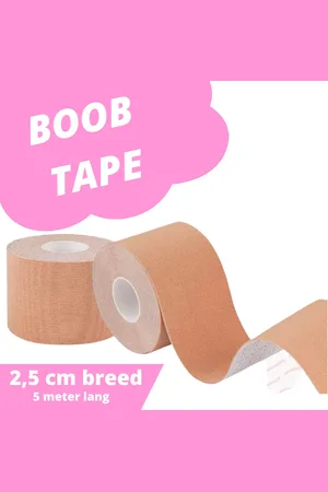 Merkloos Boob Tape set - 5 meter lang - (2.5 cm breed) - Push Up Bra - Fashion Tape - BH Tape - Plak BH - BH accessoire