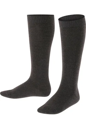 Falke Comfort Wool warme dikke merinowol kniekousen kinderen grijs