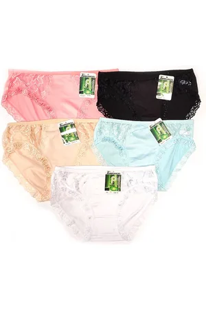 Merkloos Bamboe damesslips - 4-PACK - Klassiek model - Normale taille - Mooie kanten afwerking