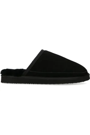 Manfield Heren - Zwarte suède pantoffels