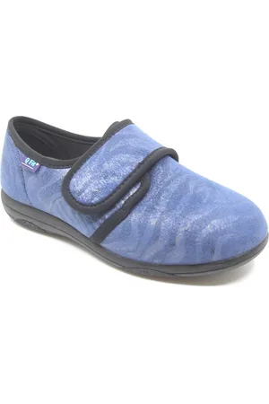 Promed Geneve Blue, 2002.05, Blauwe Zachte Stretch Verbandpantoffel met klittenbandsluiting
