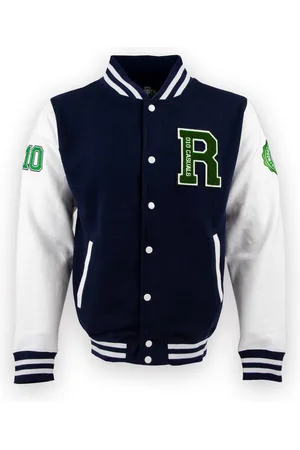 Merkloos 010 CASUALS ROTTERDAM BASEBALL JACK VARSITY SWEATJACKET NAVY/WIT