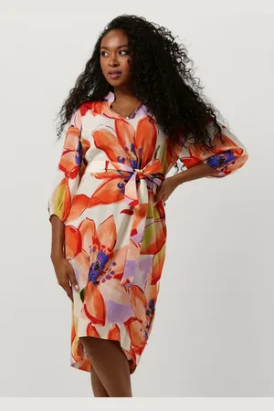 Jansen Amsterdam Wbf514 Woven Print Dress Kneelength V-neck 3/4 Puffed Sleeve Jurken Dames - Kleedje - Rok - Jurk -