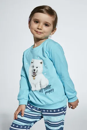 Cornette Katoenen Pyjama Meisjes Winter Matching Gezin Pyama Lange Mouw Lange Broek Sweet Puppy 954/166 952/166 158/164