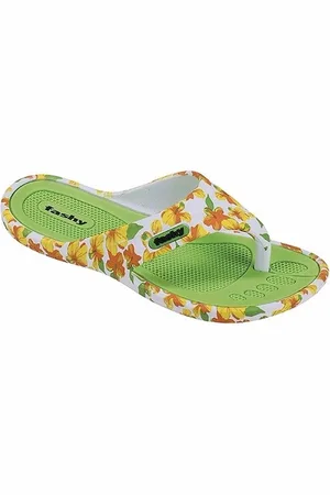 Fashy Dames teenslippers met groene bloemen 38