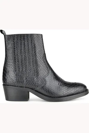 PS Poelman Mustang Dames Leren Western Chelsea Cowboy Enkellaarzen -