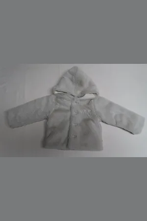 Merkloos Jas - Baby jasje - Teddy - Unie - Lichtgrijst - 3 maand 62