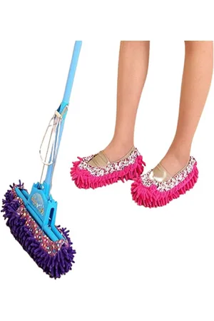 Merkloos Set van twee dweil schoenen | Sloffen schoonmaken | Leuke sloffen | Micro fiber | Cleaning slippers | Goede kwaliteit