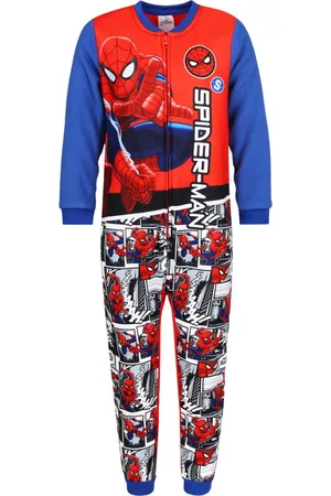 Marvel Spiderman - Eendelige pyjama / jumpsuit voor jongens, fleece, blauw- OEKO-TEX / 92-98