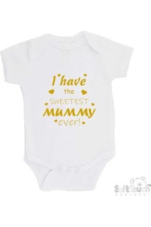 Merkloos 100% katoenen Romper "I have the sweetest mummy ever!" Moederdag Jongens Katoen