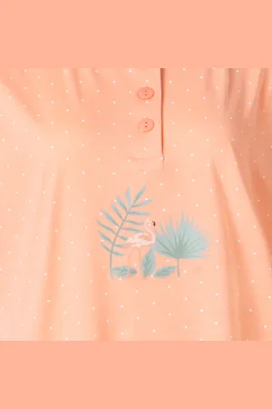Cocodream Cocodream dames set 3/4 broek - maat L - Tropic flamingo - zalm