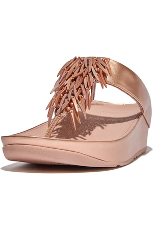 FitFlop Rumba Beaded Metallic Toe-Post Sandals