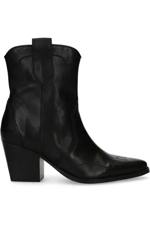 Manfield Dames - Zwarte leren cowboylaarzen