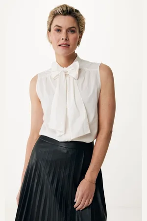 Mexx Blouse Mouwloos Met Strikkraag Wit Dames