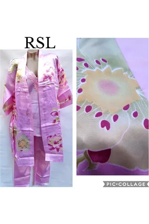Merkloos Merkloos Drie delige Dames Nachtmode kimono XL 40-42