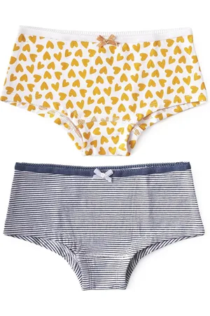 Little Label Hipster 2-pack - hearts yellow & mini stripe blue - maat: 92 - bio-katoen