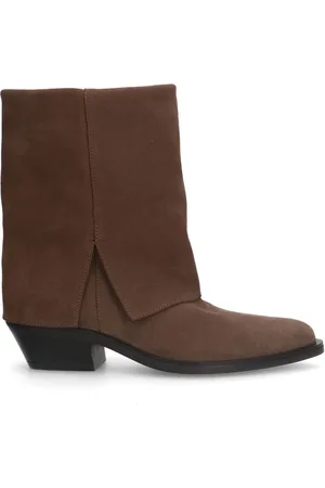 Manfield Dames - suède cowboy laarzen met flap