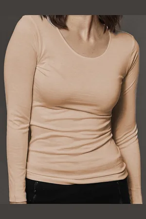 Merkloos Zijden Shirt Lange Mouw Kokon Zwo extralarge