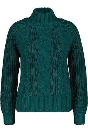 Red Button Sweater SRB4370 Turtle cable - Teal