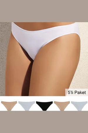 Merkloos AMARANTA-Basic Brief 5 pcs set-Lingerie-Dames-2 White- 2 Nude- 1 Black color-maat 38