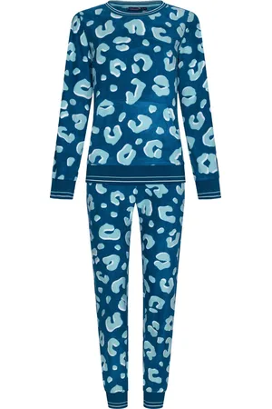 Rebelle Warme pyjama dames Fleece - Laura - Winter pyjama ronde hals met boordjes - 50