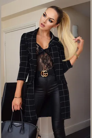 Parisian Diana Checked Longline Jacket - Dames
