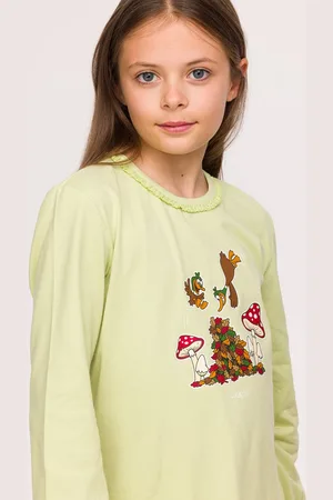 Woody Meisjes-Dames Pyjama lichtgroen - maat 152/12J