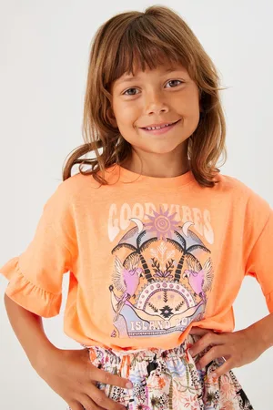 Garcia Meisjes Chest print T-shirt Oranje Korte mouw