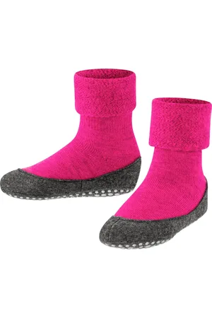 Falke Cosyshoe Teens antislip noppen merino wol huissokken pantoffels kinderen roze