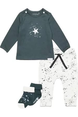 Noppies Kledingset - Unisex - 4delig - Broek Jos - Shirt Lux Dark Slade - 2paar sokjes Dark Slade