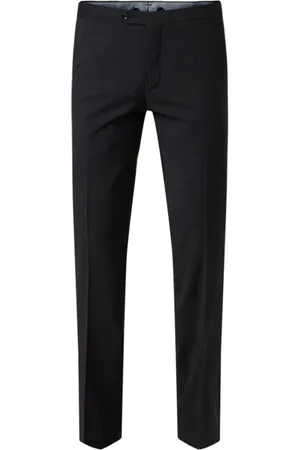 Van gils Buck slim fit pantalon van scheerwol met streepdetail van satijn -