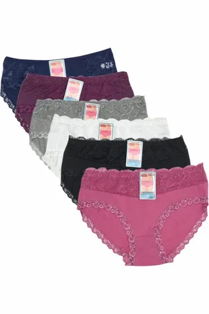 Merkloos Damesslips - 4-Pack - Katoen - Kanten afwerking - Katoen